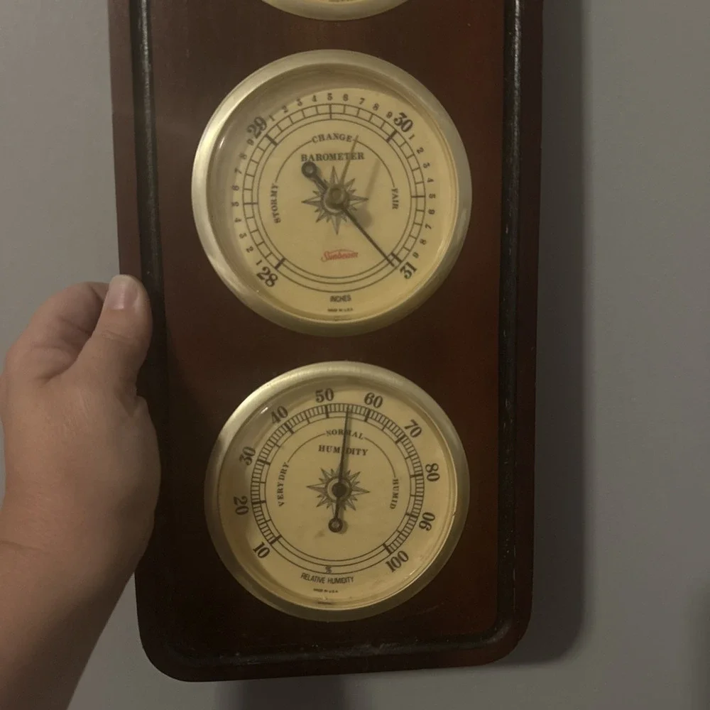 Vintage Sunbeam Weather Station Barometer Thermometer Humidity USA